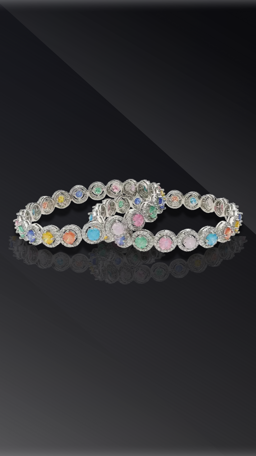 Rainbow Radiance: Rhodium Bangles